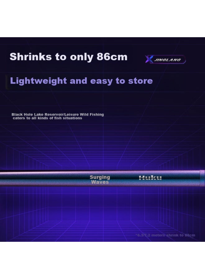 Turbulent Waves Jinglang 3.6-meter Fishing Rod, Portable Short Section Stream Rod, 19 Sections 6h Lake And Reservoir Fishing Rod, Versatile Big Fish Fishing Pole, Fishing Tackle - Image 2