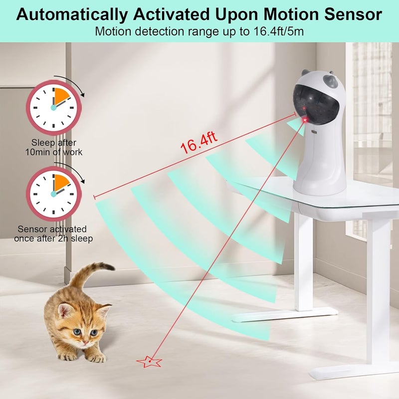TBTeek Motion-Activated Interactive Cat Toy, USB Rechargeable Automatic Cat Toy with Rotating Red Light, 4 Speed Modes for Indoor Cats, Kittens & Dogs - Image 3
