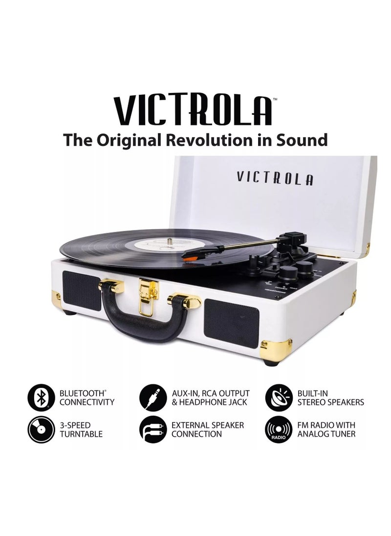 VICTROLA Victrola Journey Vintage Bluetooth Suitcase Vinyl Record Player Portable 3-Speed LP Turntable with Built-in Stereo Speakers Aux-In RCA Out Elegant Color  - Image 2