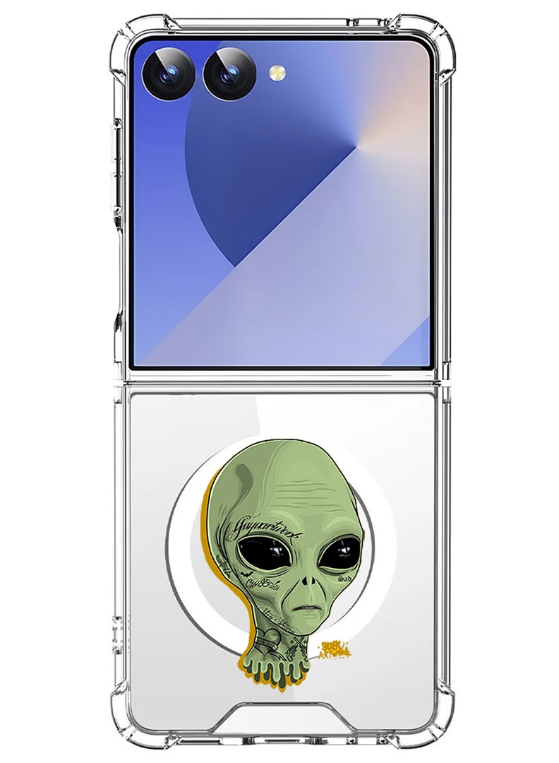 Theodor Magnetic Case for Samsung Galaxy Z Flip 7 Compatible with MagSafe Wireless Charging, Shockproof Phone Bumper Cover alien - Image 1
