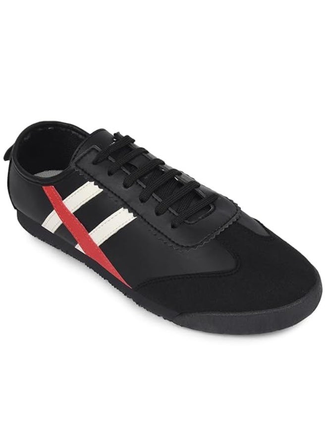 Liberty Leap7x DECIAN-3E Casual Lacing Sneakers for Men - Black | Suitable for Travel, College, Office | Comfortable Lace-Up Casual Shoes | Lightweight, Durable & Stylish Fashion Footwear for Gents - Image 1