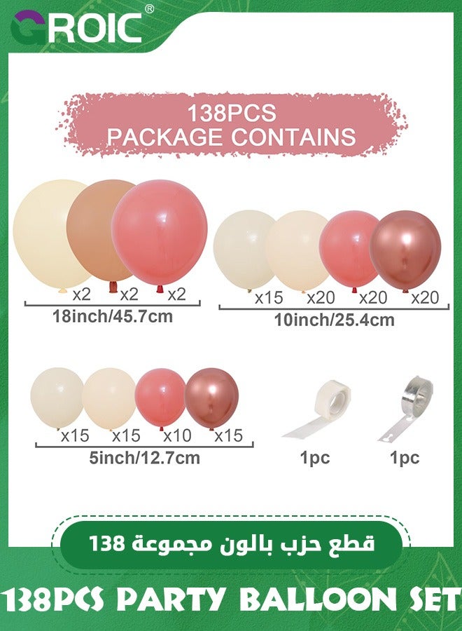 GROIC 138Pcs Party Balloon Set, Balloon Arch Kit, Nude Rose Balloon Arch Garland Kit with Rose Gold Balloons, White Nude Pink Balloons for Birthday Party Decoration, Baby Shower, Wedding, Party Supplies - Image 2