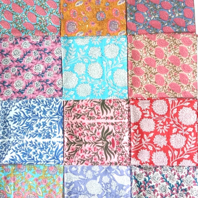 COTSILER Premium Handblock Cotton Napkin Set Floral Print Handmade for Dinner Event Thanksgiving Multicolor 18x18 Inch Set of 12 - Image 4