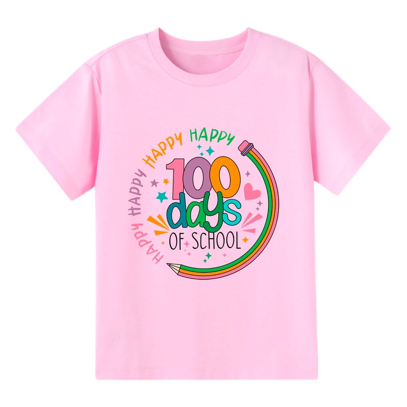Geoyune 100 Days of School Shirt for Girls Toddler Graphic Short Sleeve Tshirt 100 School Days Tee Tops 3T - Image 1