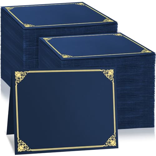 Oleitodh 150 Pcs Certificate Holders Bulk, Navy Blue Diploma Covers Gold Foil Border, Document Covers for Letter Size 8.5x11" Award Certificates, Cardstock, Document Papers, Graduation - Image 1
