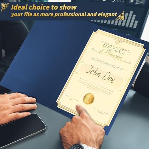 Oleitodh 150 Pcs Certificate Holders Bulk, Navy Blue Diploma Covers Gold Foil Border, Document Covers for Letter Size 8.5x11" Award Certificates, Cardstock, Document Papers, Graduation - Image 5