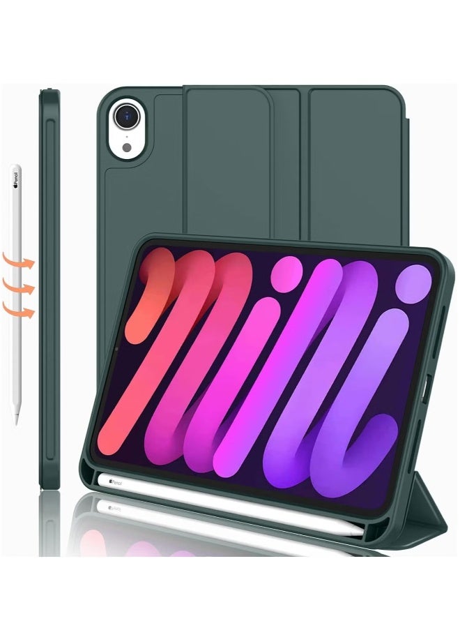 DUSALA New iPad Mini 7 Case 8.3 Inch 2024 A17 (7th Gen) with Pencil Holder - Trifold Stand Smart Cover with Soft TPU Back, Auto Wake/Sleep Function(Pine Green) - Image 1