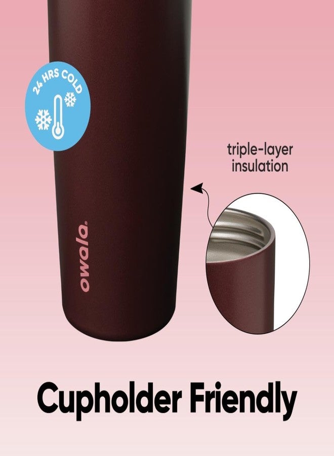 Owala FreeSip Sway Insulated Stainless Steel Water Bottle with Two-Way Spout, Built-In Straw and Bucket Handle, Made for Travel, School, and Sports, 30oz, BPA Free, Leak Proof, Black Cherry - Image 4