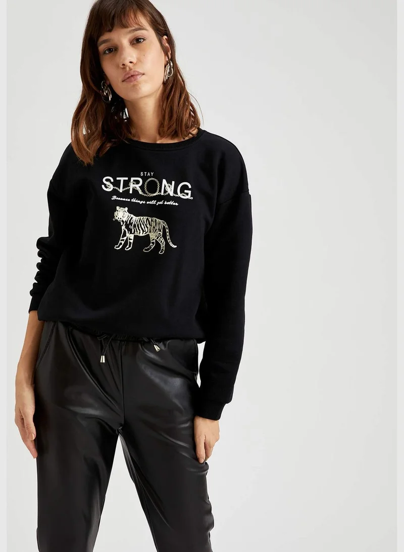 DeFacto Woman Regular Fit C Neck Sweat Shirt
