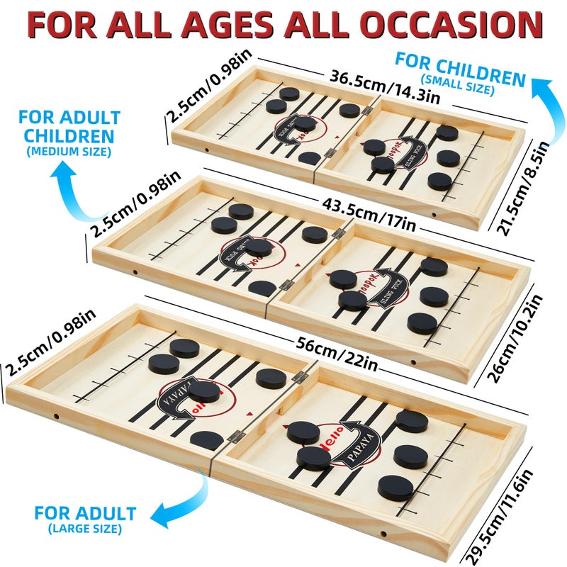 HELLO PAPAYA Fast Sling Puck Game,Wooden Hockey Game,Desktop Battle Sling Hockey Table Game,Adults or Kids Slingshot Board Game Parent-Child Interaction Toys - Image 5