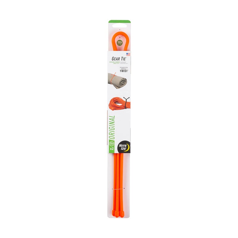 Nite Ize Inc GT32312R3 Nite Ize Original Gear Reusable Rubber 32 Inch 2Pack Bright Orange Made in the USA Twist Tie 322 Pack - Image 2
