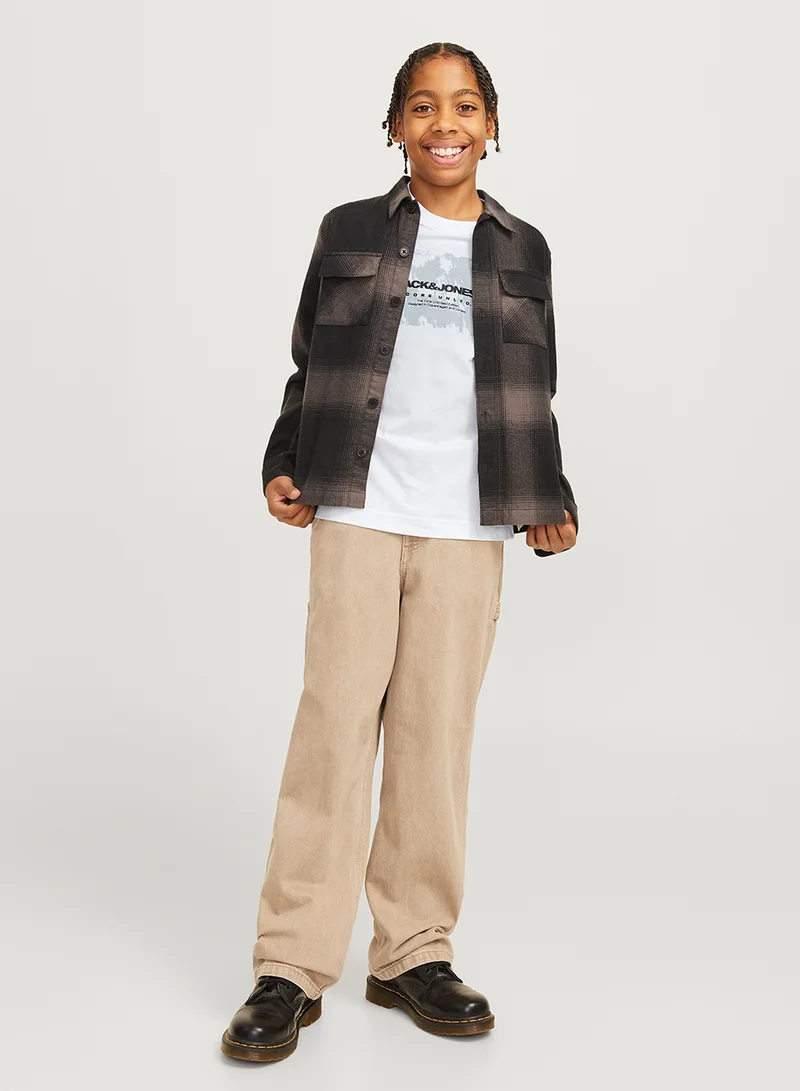 جاك وجونز جونيور Kids Logo Print Crew Neck T-Shirt