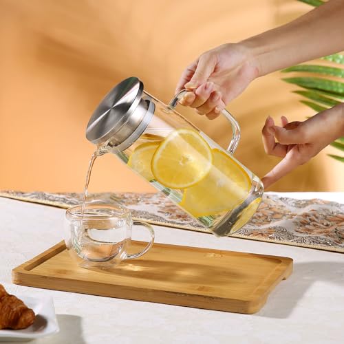 Auxmeware Glass Pitcher With Lid and Spout - Iced Tea and Beverage Pitcher for Fridge, Small Water Jug 1000ml/34oz - Image 3