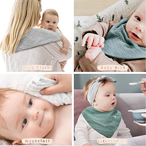 Konssy Muslin Baby Bibs 10 Pack Baby Bandana Drool Bibs 100% Cotton for Unisex Boys and Girls, Soft Absorbent Set for Teething and Drooling - Image 5