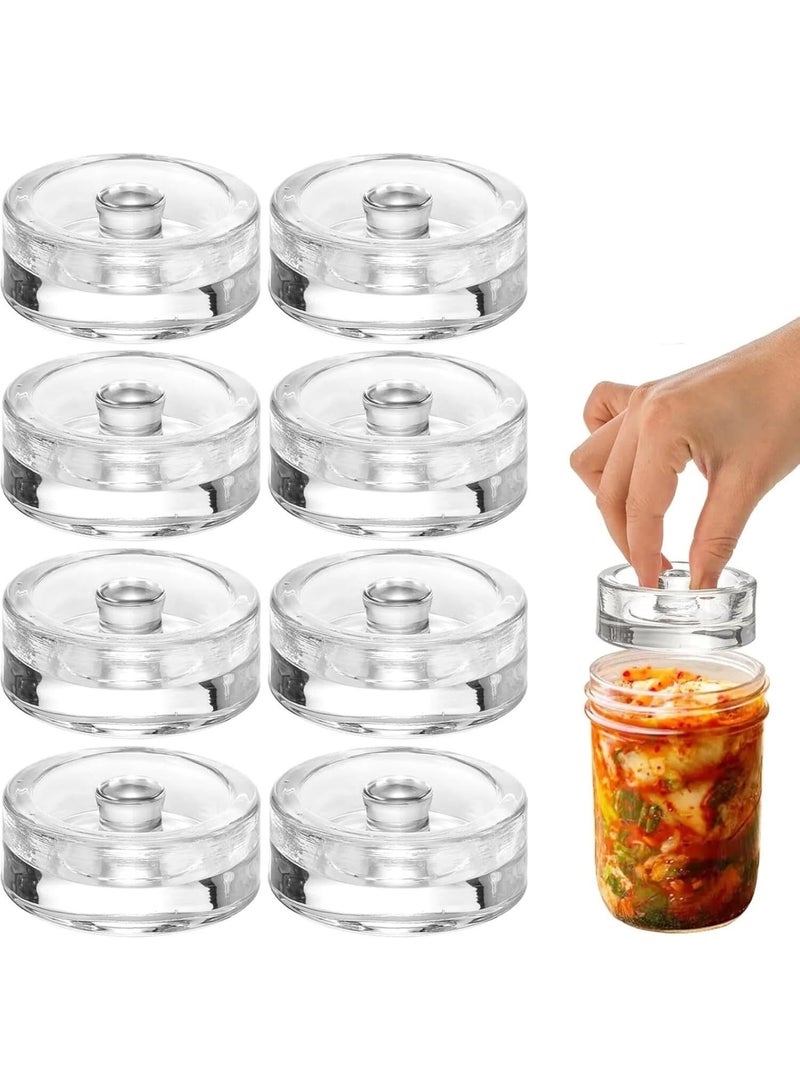 Relex 8 Pack Glass Fermentation Weight, Easy Grip Fermenting Weights Canning Weights and Pickling Glass Weight for Wide Mouth Mason, Clear - Image 1