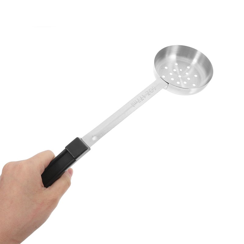 6 Oz Stainless Steel Slotted Serving Ladle With Long Black Handle - Image 4