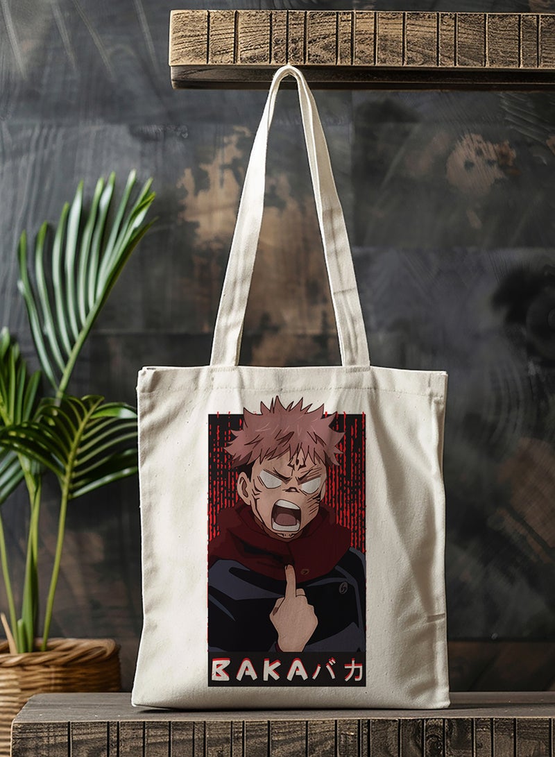 LOWHA Polyester Tote Bag with Shoulder Straps and Itadori Yuji Anime Pattern  - Image 3