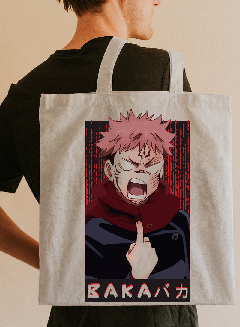 LOWHA Polyester Tote Bag with Shoulder Straps and Itadori Yuji Anime Pattern  - Image 2