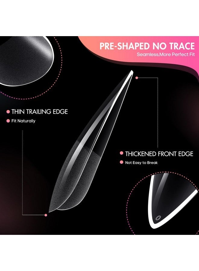 ranrose Long Almond Nail Tips: 240Pcs Nail Tips Full Cover Almond False Nail 12 Sizes Half Matte Pre-Shape Acrylic Almond Shaped Press On Nail Tips Diy Nail Salon - Image 5