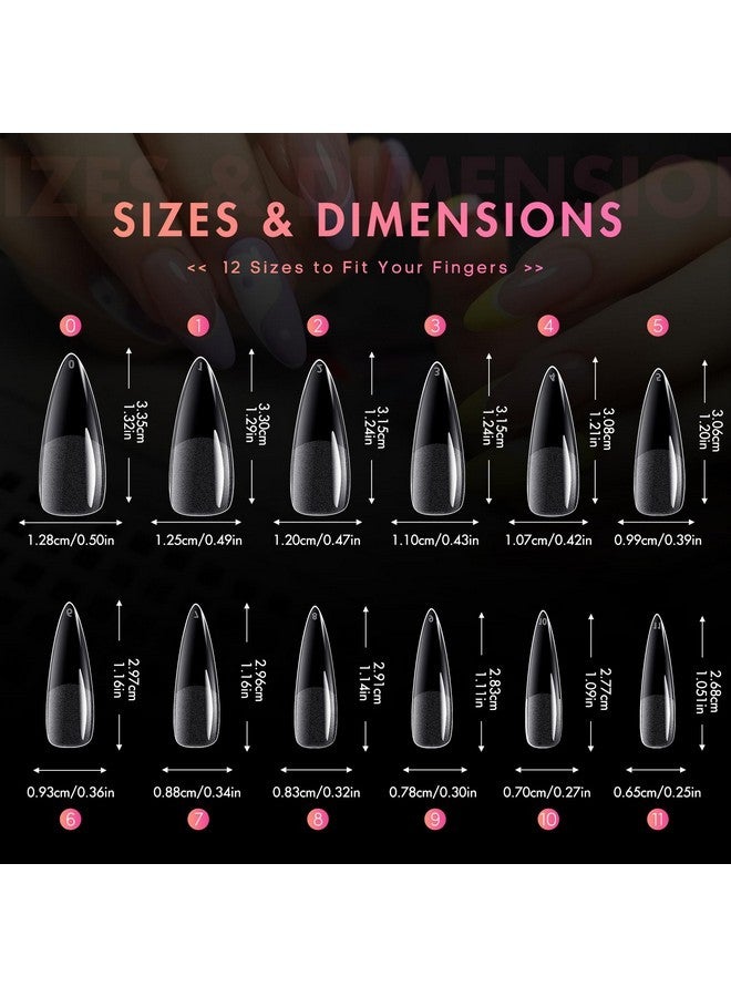 ranrose Long Almond Nail Tips: 240Pcs Nail Tips Full Cover Almond False Nail 12 Sizes Half Matte Pre-Shape Acrylic Almond Shaped Press On Nail Tips Diy Nail Salon - Image 3