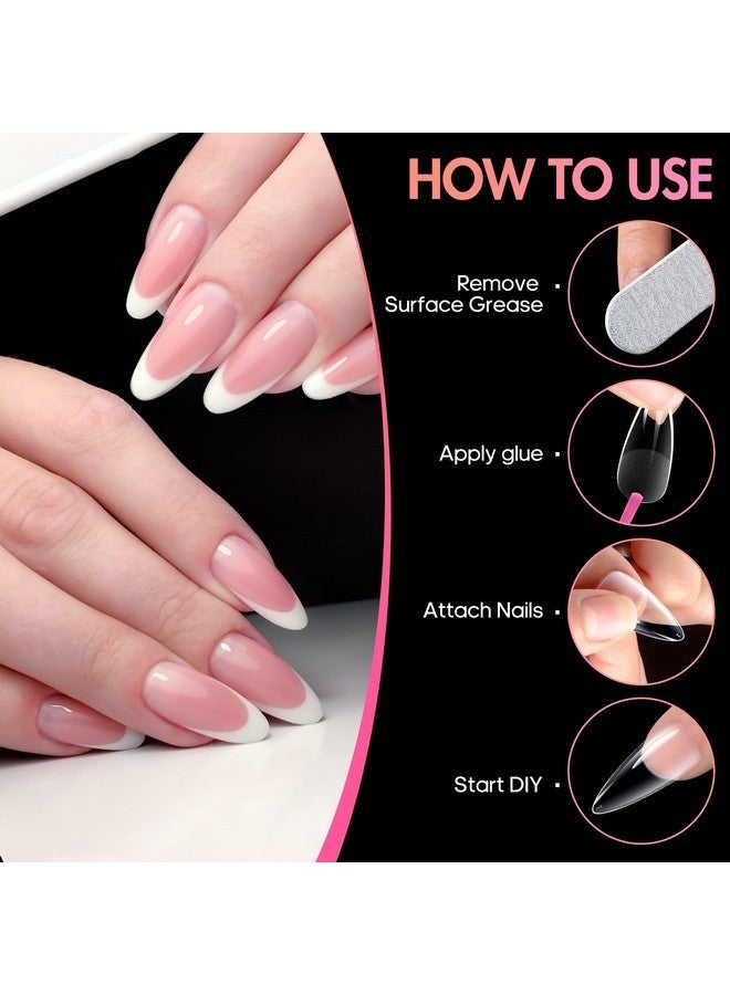 ranrose Long Almond Nail Tips: 240Pcs Nail Tips Full Cover Almond False Nail 12 Sizes Half Matte Pre-Shape Acrylic Almond Shaped Press On Nail Tips Diy Nail Salon - Image 4