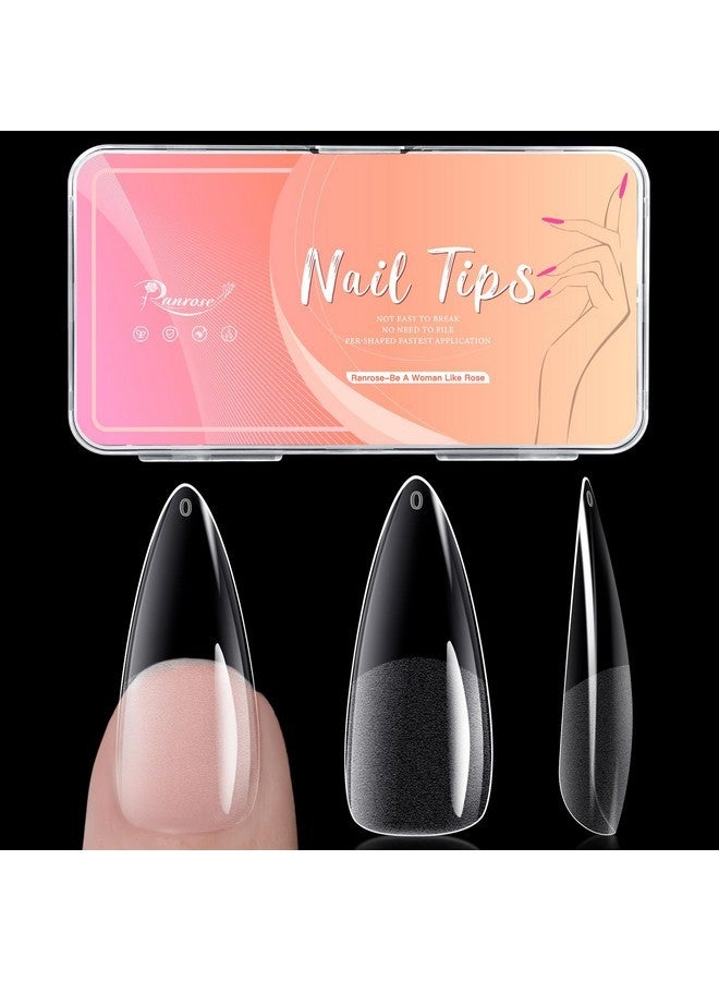 ranrose Long Almond Nail Tips: 240Pcs Nail Tips Full Cover Almond False Nail 12 Sizes Half Matte Pre-Shape Acrylic Almond Shaped Press On Nail Tips Diy Nail Salon - Image 1