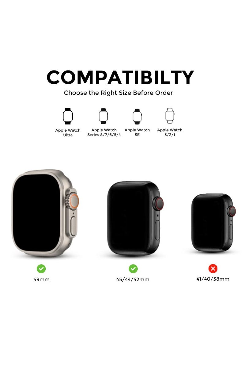 أو أوزون Trail Nylon Loop Straps (Pack of 2) For Apple Watch Band Ultra 49mm 42mm 44mm 45mm Adjustable strap for iWatch Series 8/7/6/5/4/3/2/1/SE - Black/Grey - Image 5