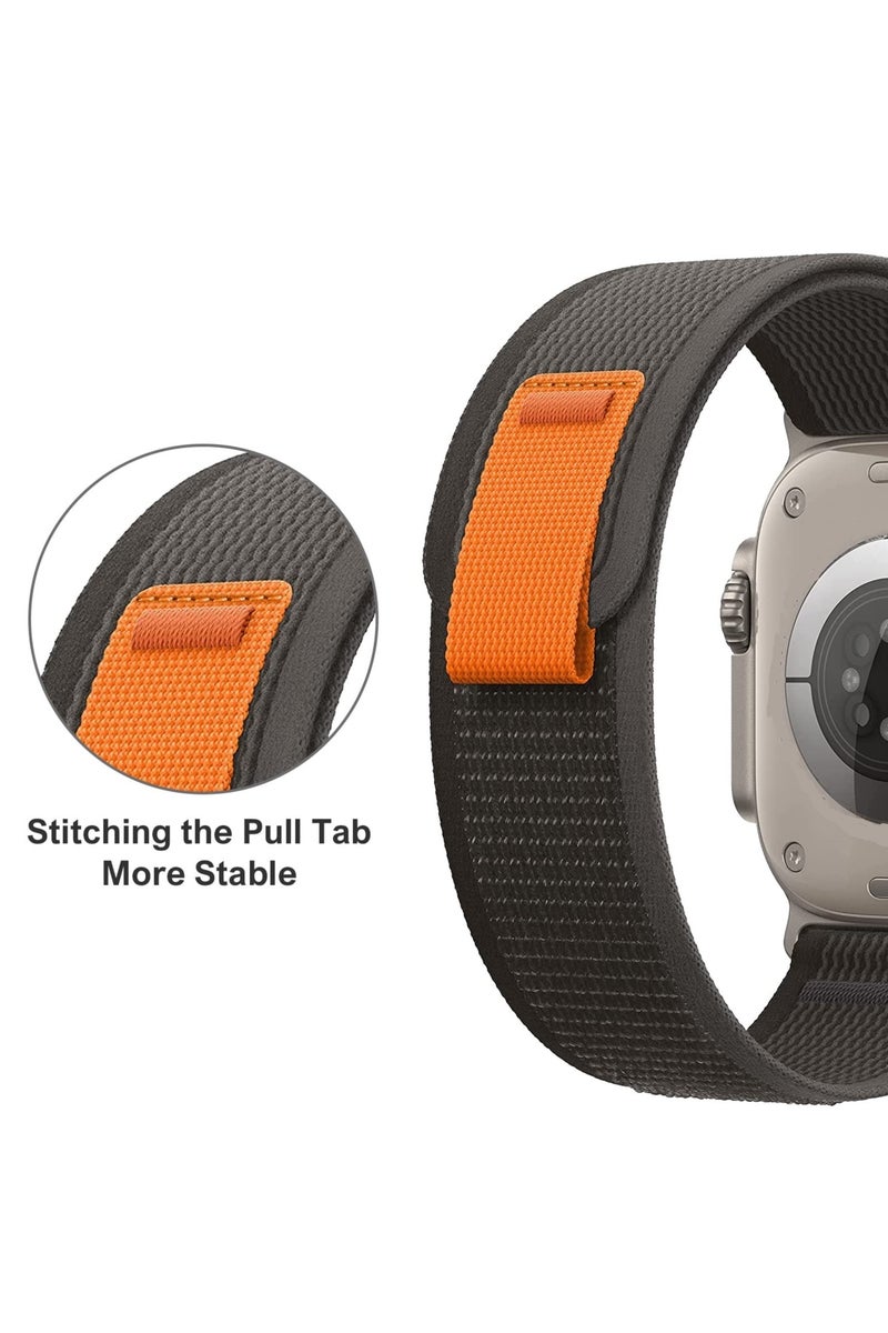 أو أوزون Trail Nylon Loop Straps (Pack of 2) For Apple Watch Band Ultra 49mm 42mm 44mm 45mm Adjustable strap for iWatch Series 8/7/6/5/4/3/2/1/SE - Black/Grey - Image 4