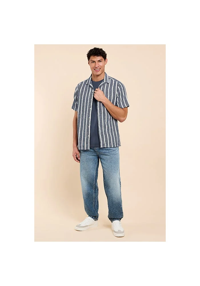 أر أند بي Solid T-Shirt with Crew Neck and Short Sleeves