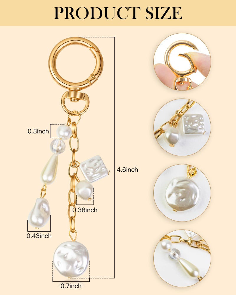 JIMYICLR Gold Beach Bag Keychain Starfish Pearl Seashell Purse Charms for Handbags Cute Bag Charm Accessories for Women - Image 3
