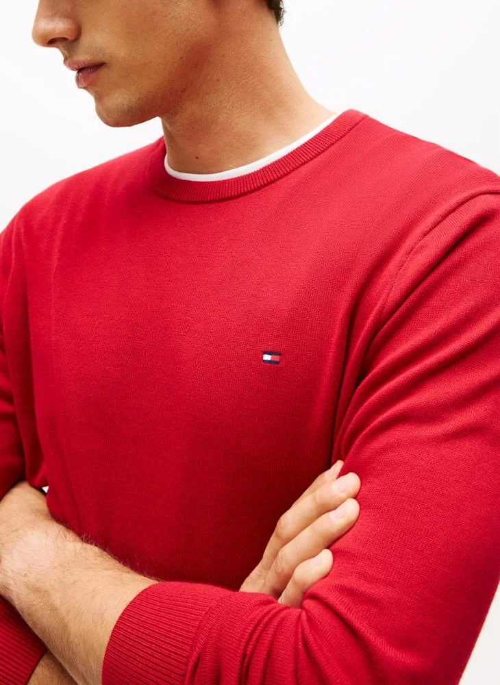 Tommy Hilfiger Medium Red ESSENTIAL SSNL COTTON CREW NECK for Men | Best Price UAE