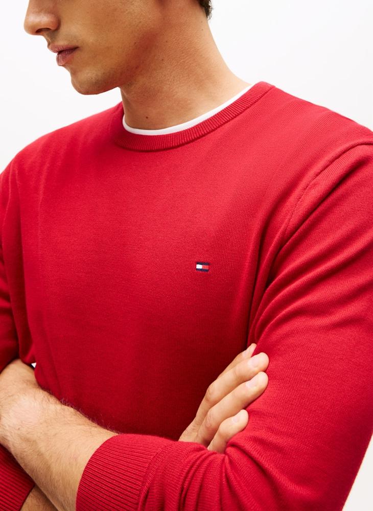 TOMMY HILFIGER Flag Embroidery Crew Neck Jumper - Image 3