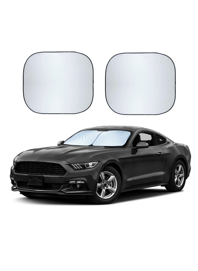 Excefore Car Windshield Sunshade Durable 240T Polyester Sun Shield for Front Window Reflect UV Rays and Heat Protect Your Car Foldable 2 Piece Medium (28 x 31 inches) - Image 1