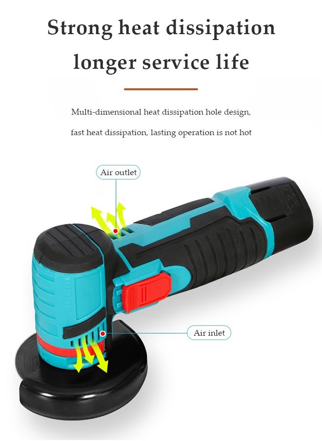 DUNISO - Angle Grinder,12V Cordless Angle Grinder Kit 350W 18500 rpm, 75 mm disc diameter, outstanding overload capacity fit for cutting, grinding, and polishing a variety of materials such as metal, stone, and concrete. Blue/Black - Image 1