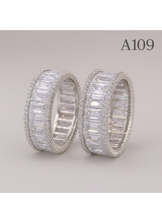 3Diamonds - Platinum and Rhodium Eternity Debla – Baguette & Pave Zircon Ring - Image 1