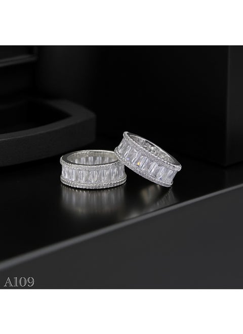 Platinum and Rhodium Eternity Debla – Baguette & Pave Zircon Ring