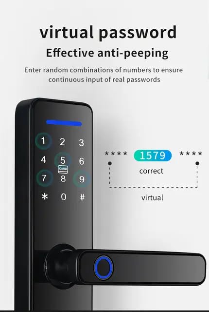 LACASA Smart Door Lock LC811B Fingerprint Pincode RFID Access Card WiFi Mobile App Mechanical Key Time Based Access Auto Locking High Strength for Home and OfficeBlack - Image 4