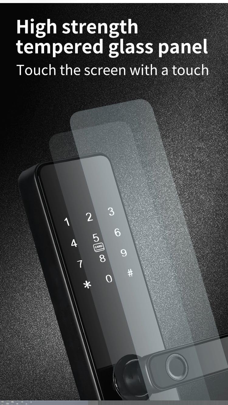 LACASA Smart Door Lock LC811B Fingerprint Pincode RFID Access Card WiFi Mobile App Mechanical Key Time Based Access Auto Locking High Strength for Home and OfficeBlack - Image 5