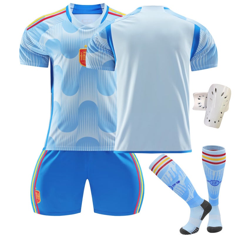 2223 Spain Away Blue 10 Asencio 9 Garvey 21 Pedre 7 Morata Football Jersey Set - Image 4