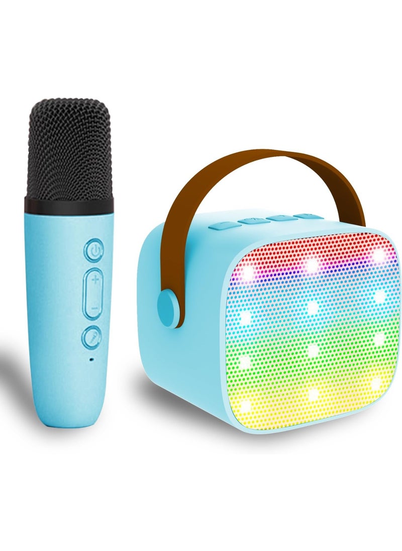 NNEWVANTE Karaoke Machine for Kids, Mini Karaoke Machine for Kids Adults, Portable Bluetooth Speaker with 1 Wireless Microphones,Birthday Toys Birthday Gifts for Girls 4, 5, 6, 7, 8+ Years Old Kid(BLUE)  - Image 1