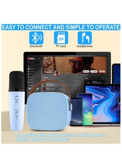 NNEWVANTE Karaoke Machine for Kids, Mini Karaoke Machine for Kids Adults, Portable Bluetooth Speaker with 1 Wireless Microphones,Birthday Toys Birthday Gifts for Girls 4, 5, 6, 7, 8+ Years Old Kid(BLUE)  - Image 4