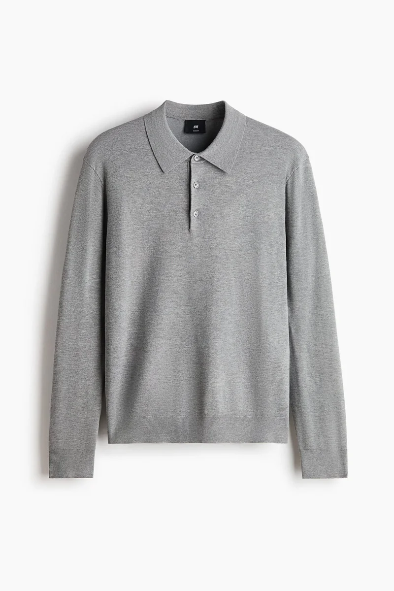 اتش اند ام تي-شيرت بولو محبوك ناعم بقصّة عادية