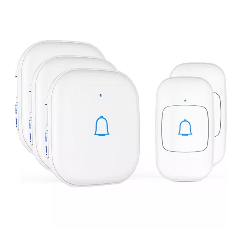 himster Wireless Doorbell, Waterproof Door Bell Chime Kit Alarm for Home at Upto 1000 Feet Range Operating with 56 Melodies, LED Flash, 7 Levels Adjustable Volume (White 2 Transmitters & 3 Receivers) - Image 1