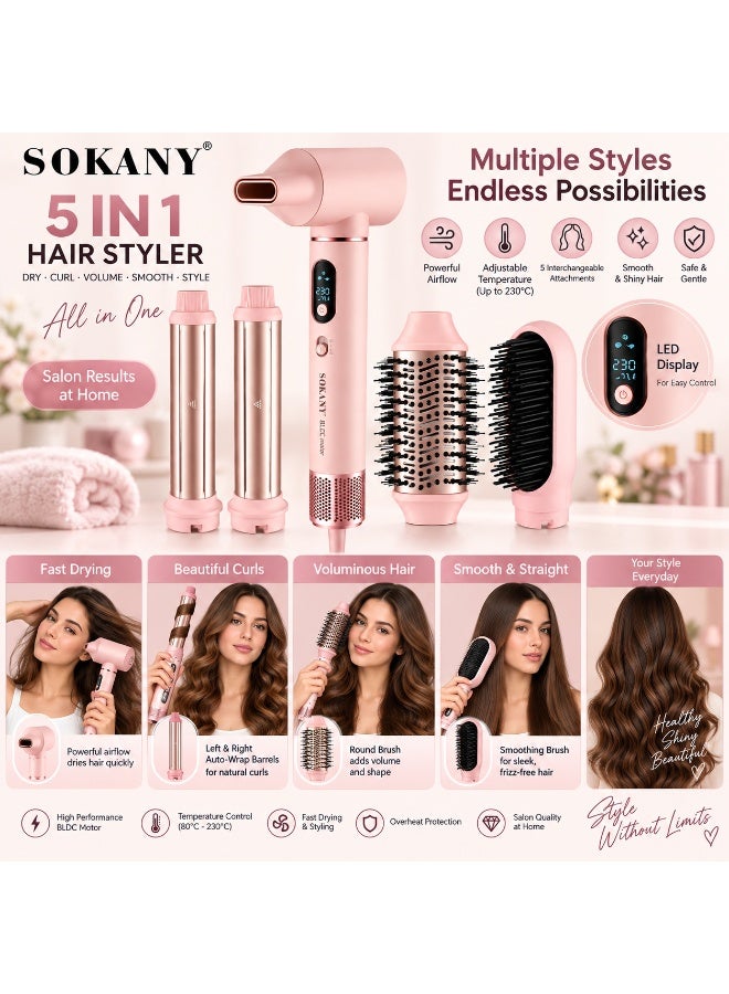 sokany SK-14041 5*1 Digital Hair Dryer Set - 1600W - Image 2