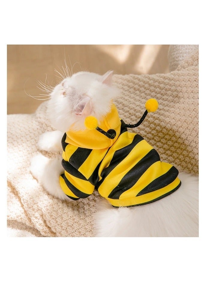 Dog Bee Costumes Yellow Bumblebee Pet Hoodies for Small Dog Winter Cat Clothes Hooded Puppy Sweatshirt for Cat Kitten Chihuahua XL - Image 2
