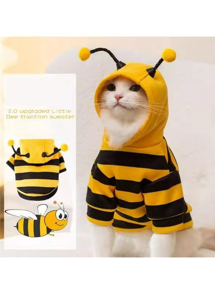 Dog Bee Costumes Yellow Bumblebee Pet Hoodies for Small Dog Winter Cat Clothes Hooded Puppy Sweatshirt for Cat Kitten Chihuahua XL - Image 5