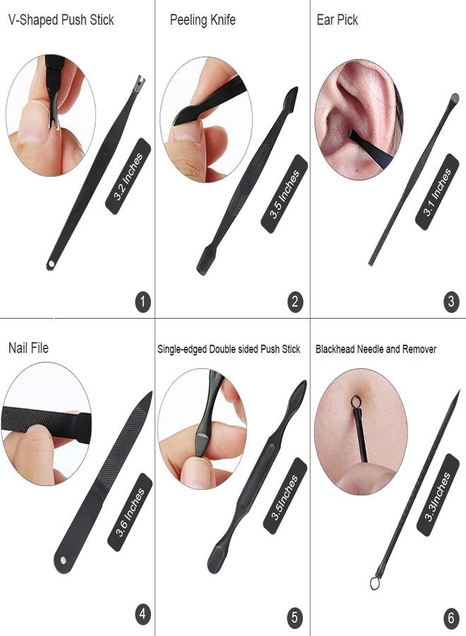 ZIZZON Manicure Set 18 in 1 Professional Pedicure Set Nail scissors Grooming Kit with Leather Travel Case (Black/Red) - Image 5