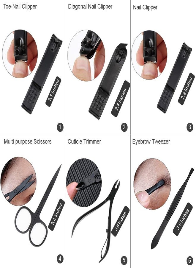 ZIZZON Manicure Set 18 in 1 Professional Pedicure Set Nail scissors Grooming Kit with Leather Travel Case (Black/Red) - Image 4