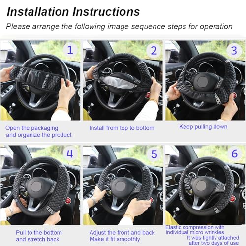 WLERIR Microfiber Leather Steering Wheel Cover with Anti-Slip Lining Universal Car Accessory for Steering Wheel with a Diameter of 14.5-15 inch (White) - Image 5