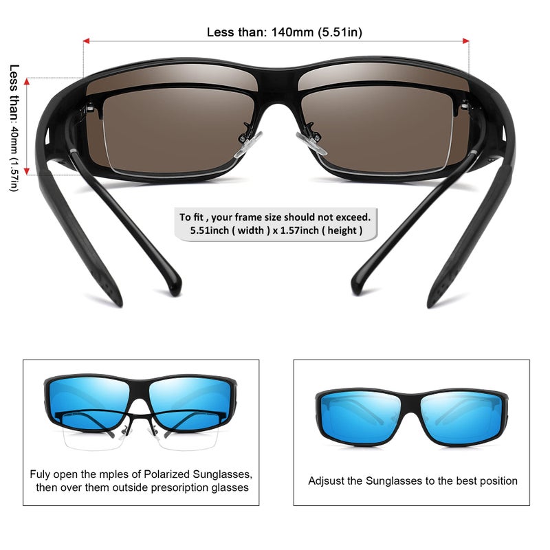 MEETSUN Fit Over Glasses Sunglasses for Men Women,Wrap Around Sunglasses Polarized UV400 Protection Black-Blue - Image 4